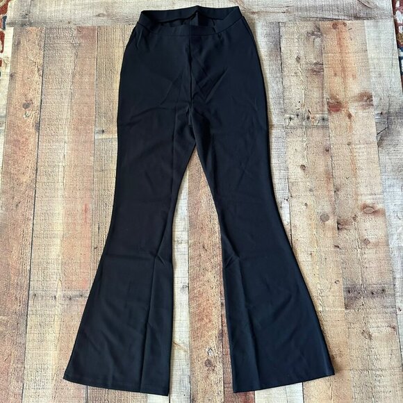 ASOS Design Black Flared Maternity Jersey Slim Kick Flare Suit Trouser Pants -6 - Picture 7 of 8